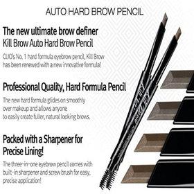 CLIO Kill Brow Auto Hard Eyebrow Pencil spoolie blending in action.