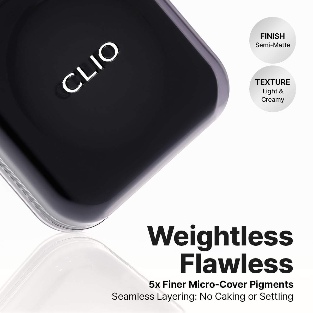 CLIO Kill Cover Founwear Cushion controls shine for a smooth, oil-free feel.