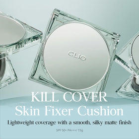 CLIO Kill Cover Cushion Puff middle for broad area blending.