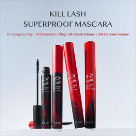 Close-up of lashes with CLIO Kill Lash Superproof Mascara showing defined length and separation.