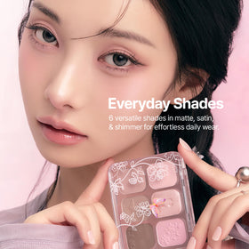 Six-shade harmony in matte, satin, and shimmer finishes on CLIO Muse Master