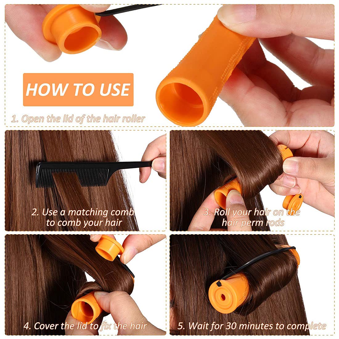 Compact hair curlers in orange for quick transformation