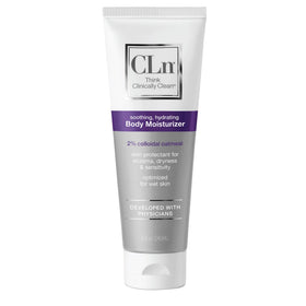CLn Body Moisturizer jar shows 2% colloidal oatmeal for soothing hydration