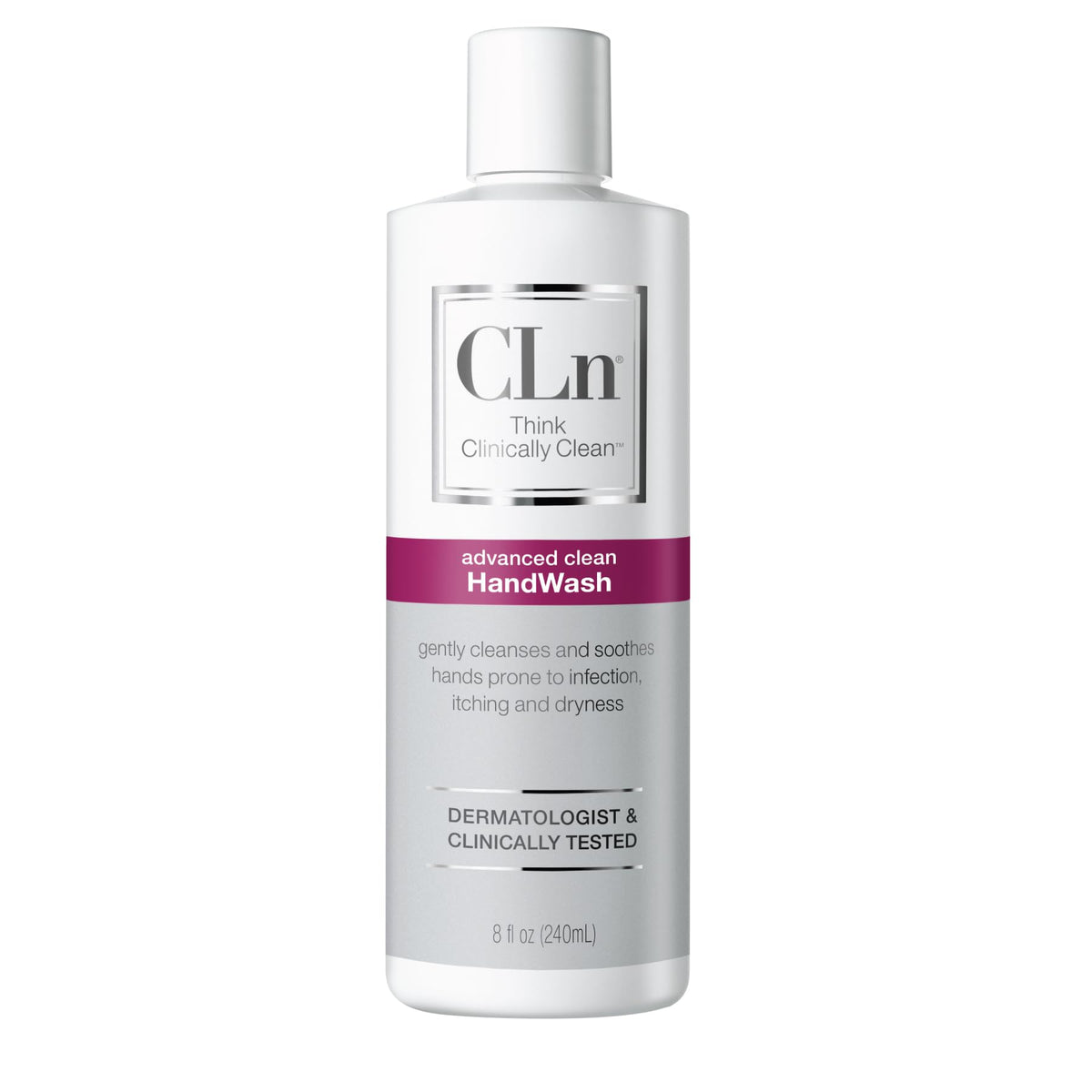 CLn HandWash bottle front showing fragrance-free, gentle hygiene solution.