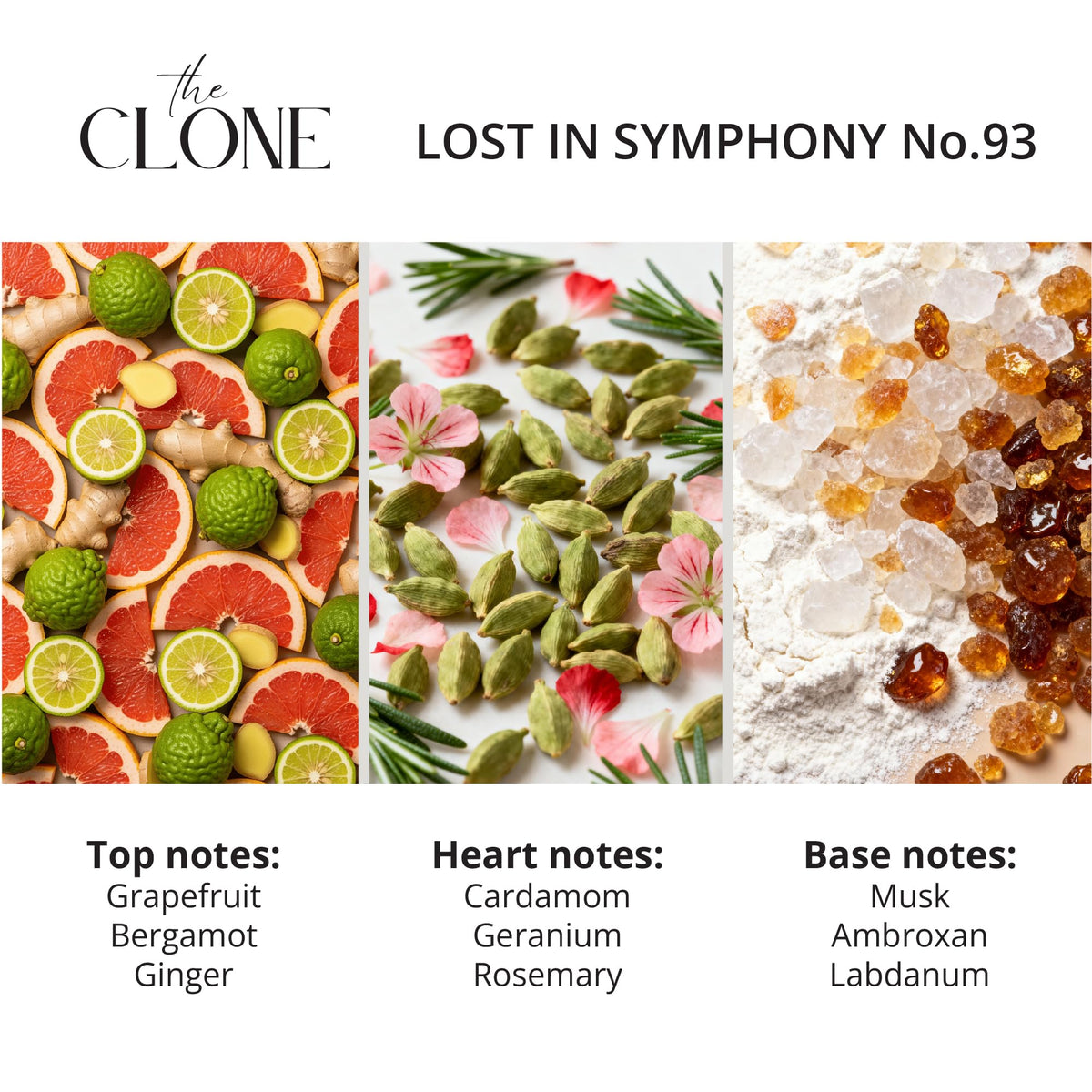Clone Lost in Symphony No83 bottle top view, luxury design details.