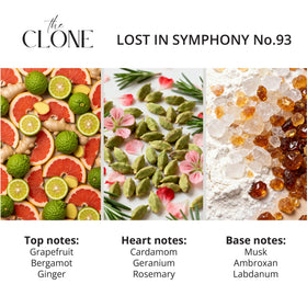 Clone Lost in Symphony No83 bottle top view, luxury design details.