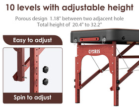 CLORIS table shows 2.37-inch foam cushioning for client comfort