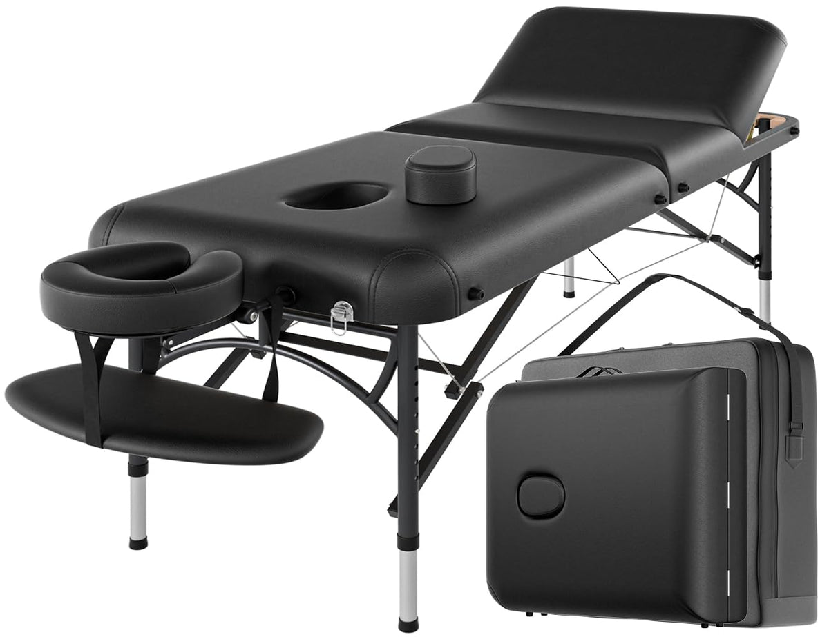 CLORIS 84-Inch massage table with backrest shows a 3-section design for professional sessions