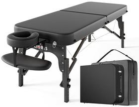 CLORIS 84-inch professional massage table folded for easy storage and travel.