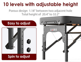 CLORIS beech wood legs provide sturdy support during sessions.