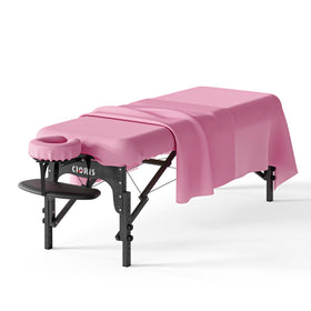 CLORIS fitted sheet grips a 36x77x7 table with secure elasticity.