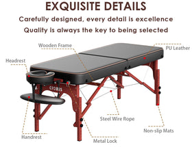 CLORIS massage table height adjustment from 20.4 to 32.2 inches for versatility