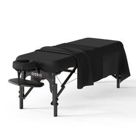 CLORIS fitted sheet on massage table providing snug fit across tables.