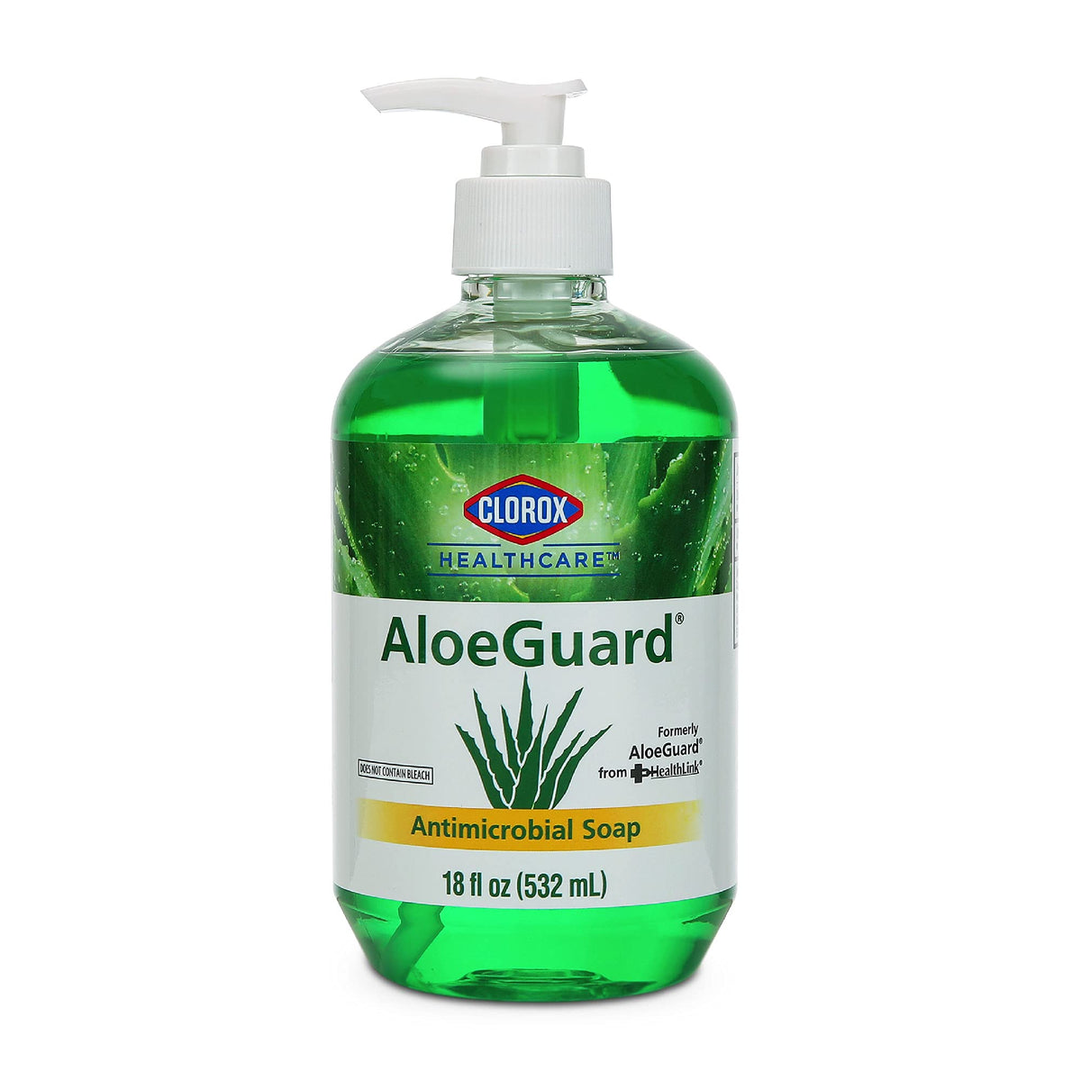 Clorox AloeGuard bottle with pump for easy daily hand washing.