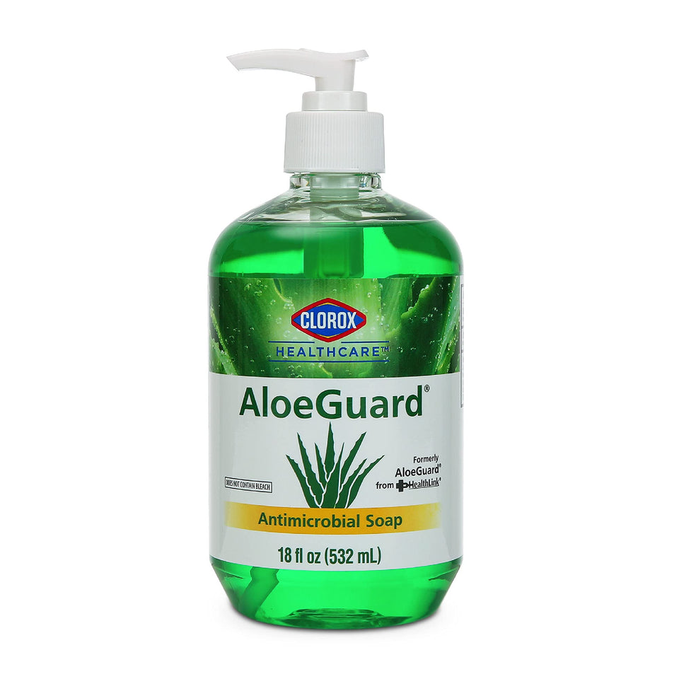 Clorox AloeGuard bottle with pump for easy daily hand washing.