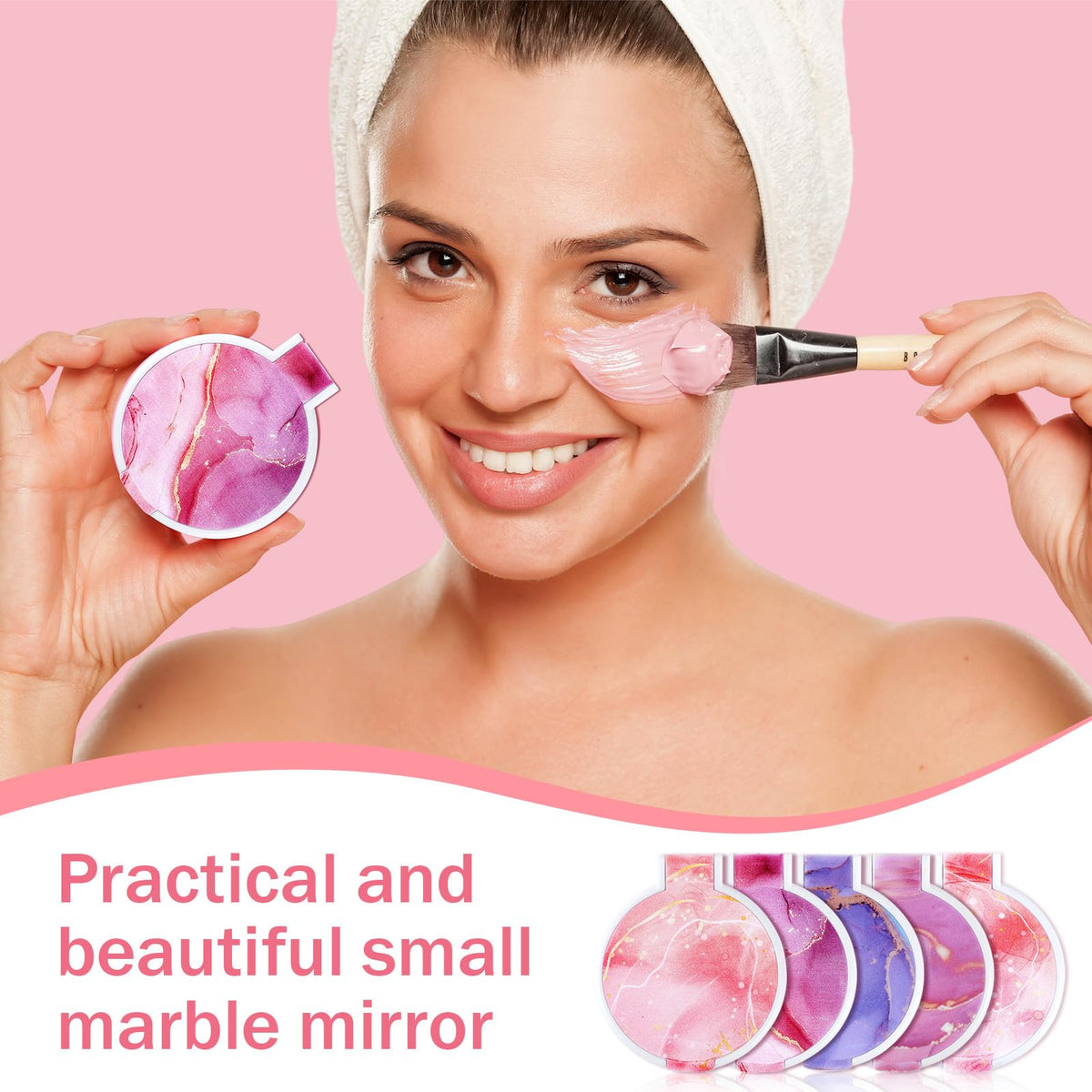 clothmile marble pattern mirror adds a chic accessory to outfits.