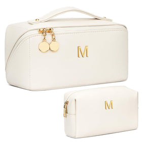 CloudWINGS initial makeup bag in beige for personalized gifting