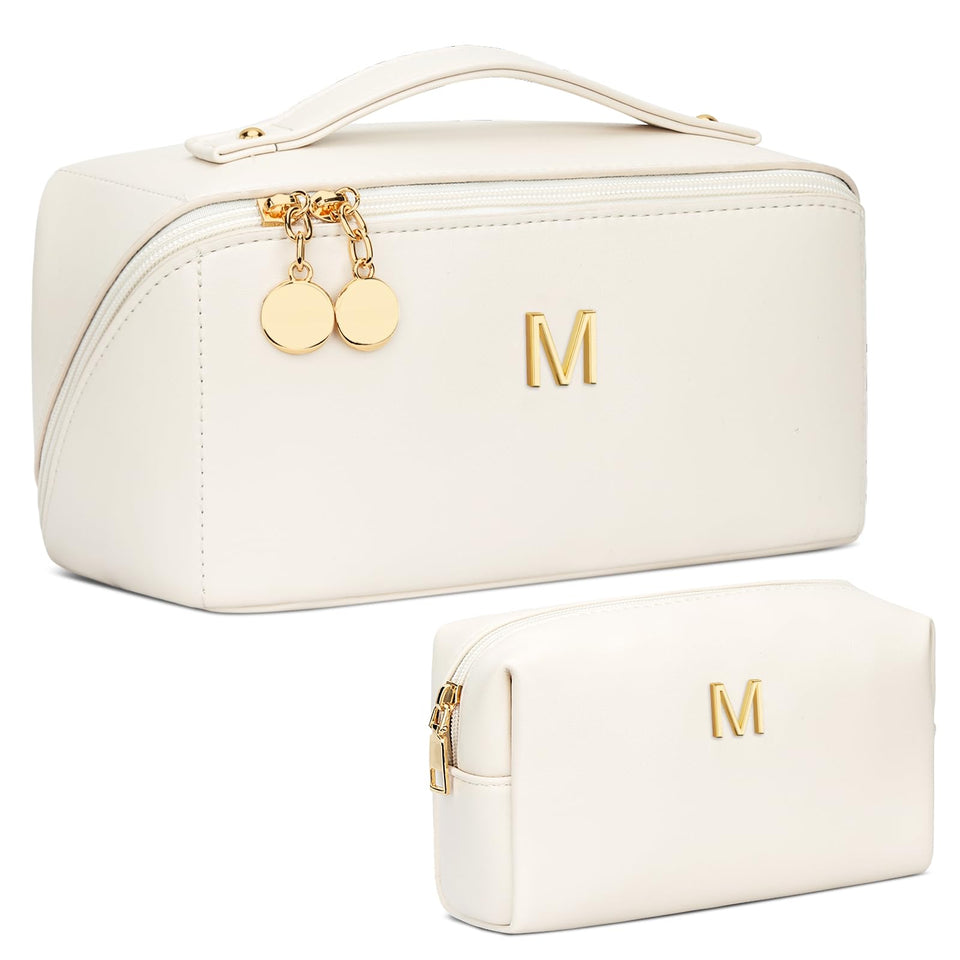 CloudWINGS initial makeup bag in beige for personalized gifting