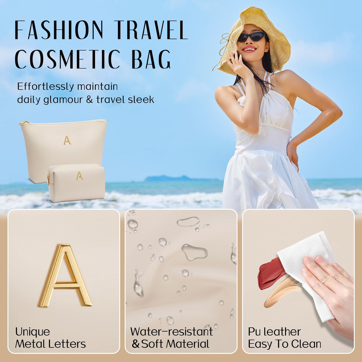 CloudWINGS makeup bag with 2 roomy compartments and 5 inner pockets.