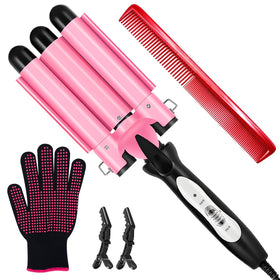 CLSYBelize 3-barrel curling iron front view shows compact, quick-styling design