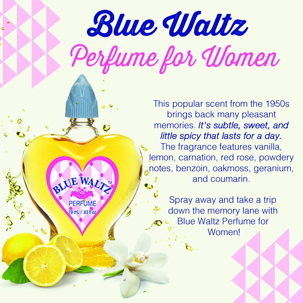 Clubman Blue Waltz perfume application shot shows long-lasting scent for day or evening.