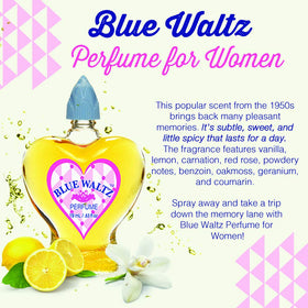 Clubman Blue Waltz perfume application shot shows long-lasting scent for day or evening.