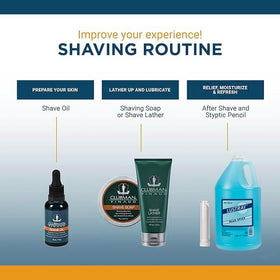 Clubman Lustray Blue Spice bottle splash conveying cooling after shaving.