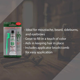 Clubman moustache wax neutral with brush comb for precise grooming.