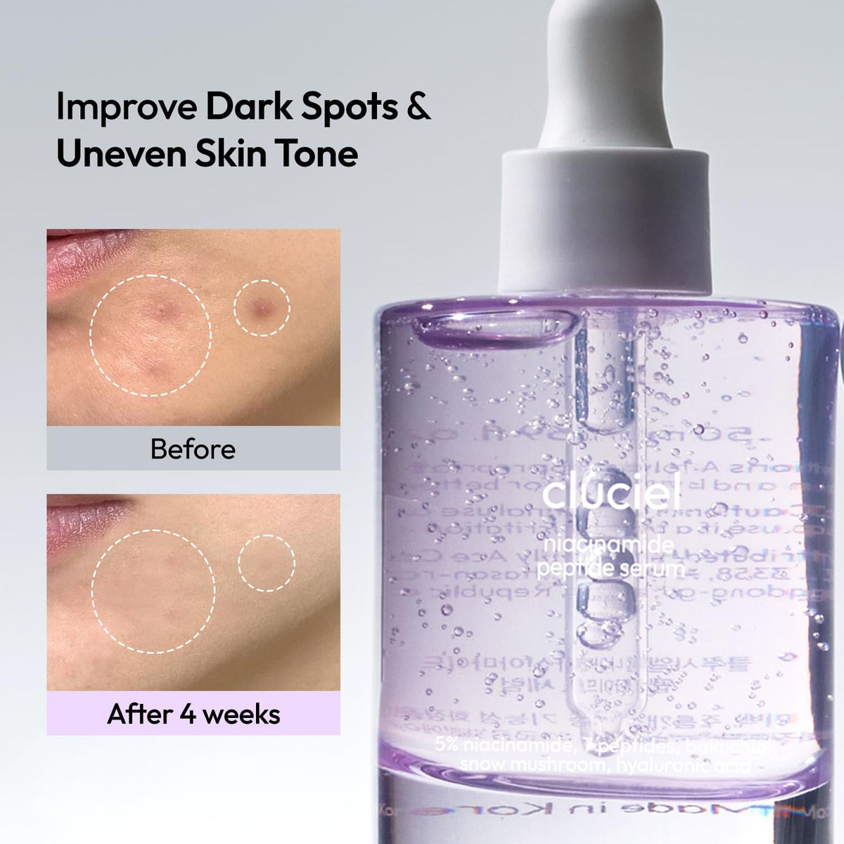 Cluciel serum bottle and dropper enabling precise, lightweight daily use