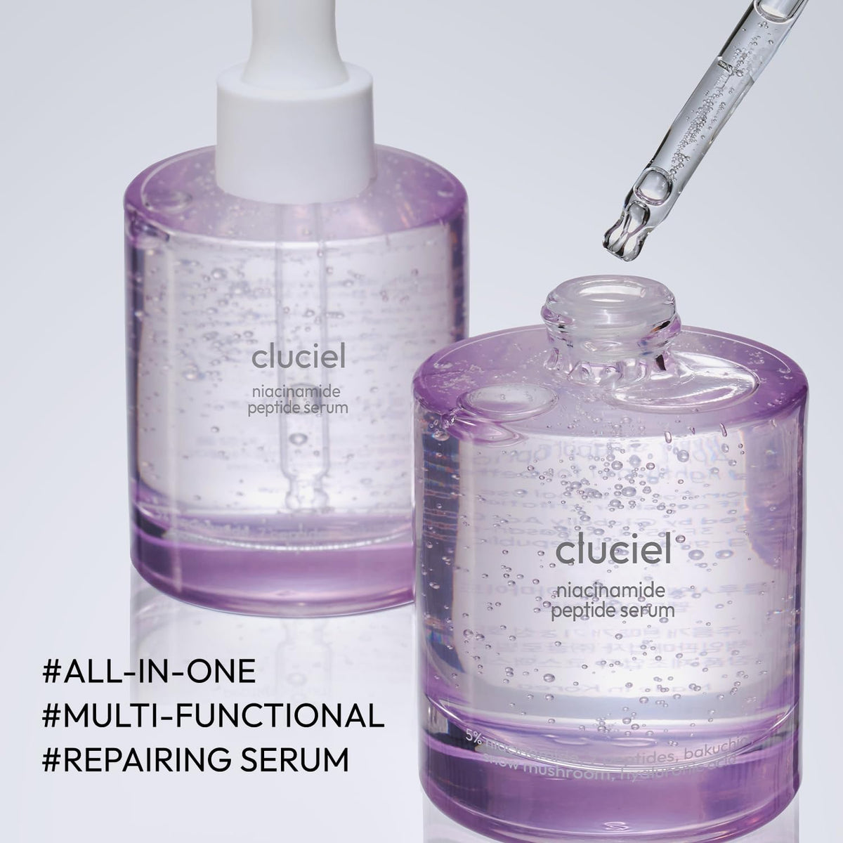 Cluciel Niacinamide Serum ingredients label highlights skin friendly formulation