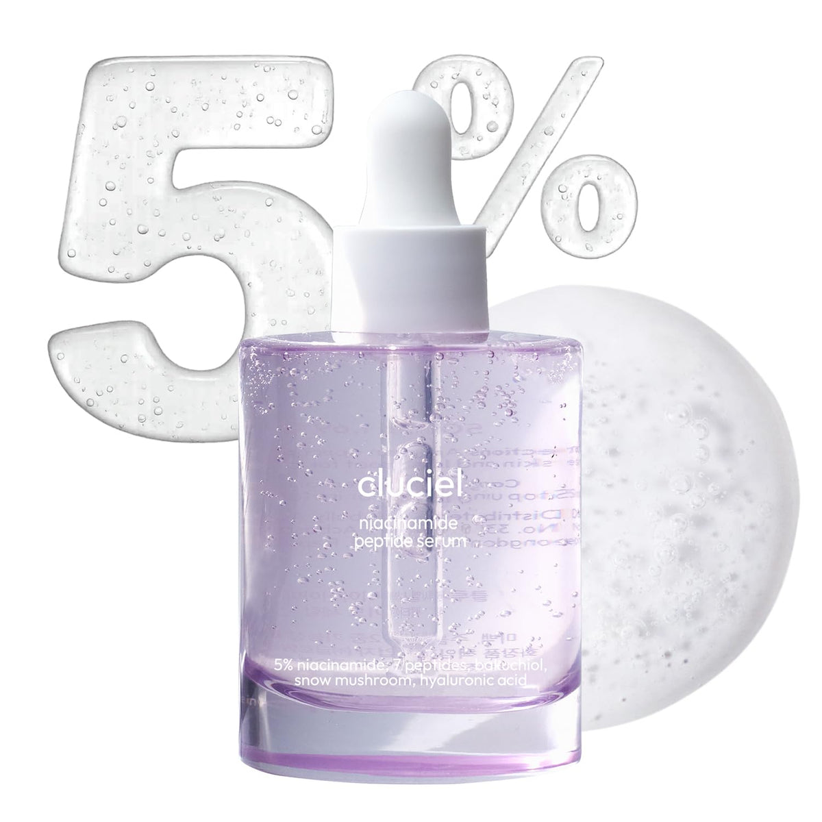 Cluciel Niacinamide Peptide Serum packaging with clean design for vegan care