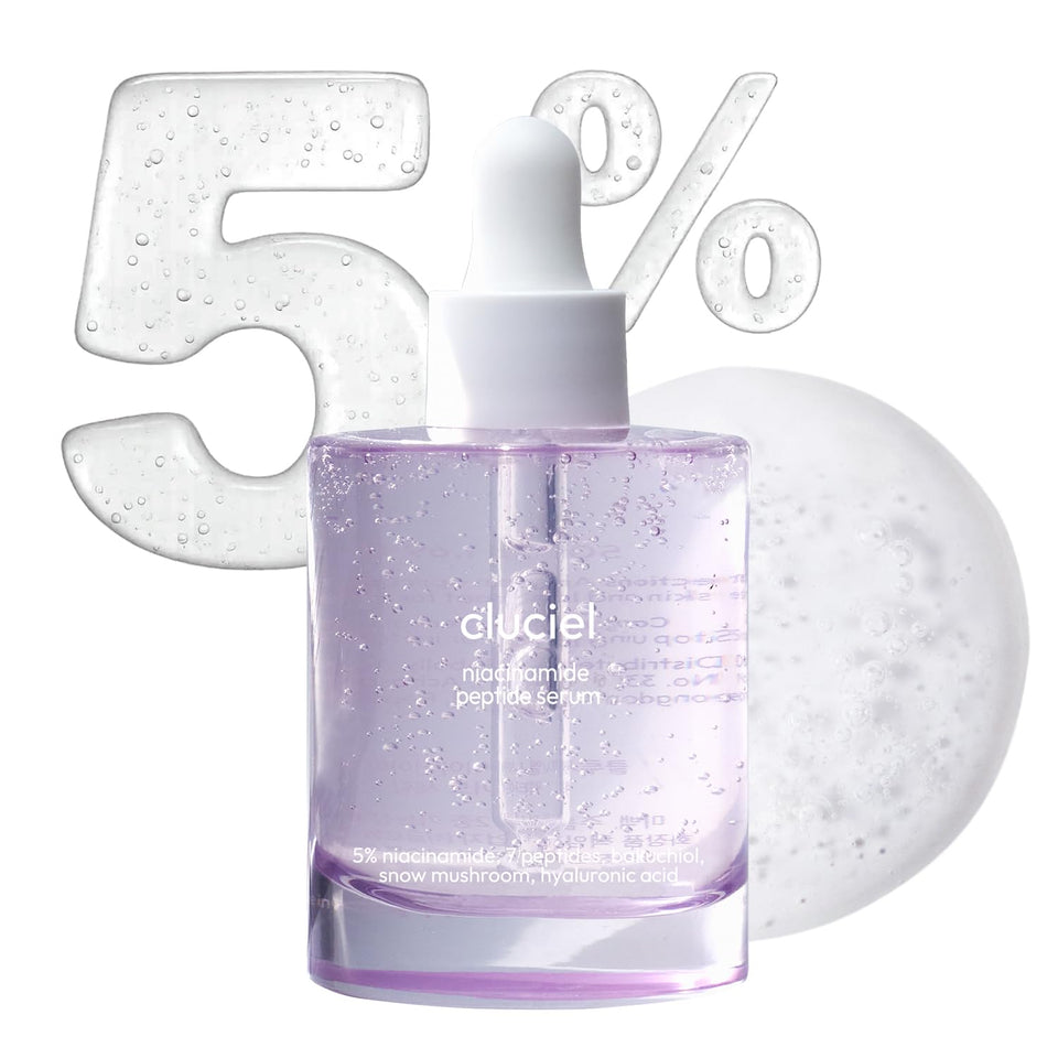 Cluciel Niacinamide Peptide Serum packaging with clean design for vegan care