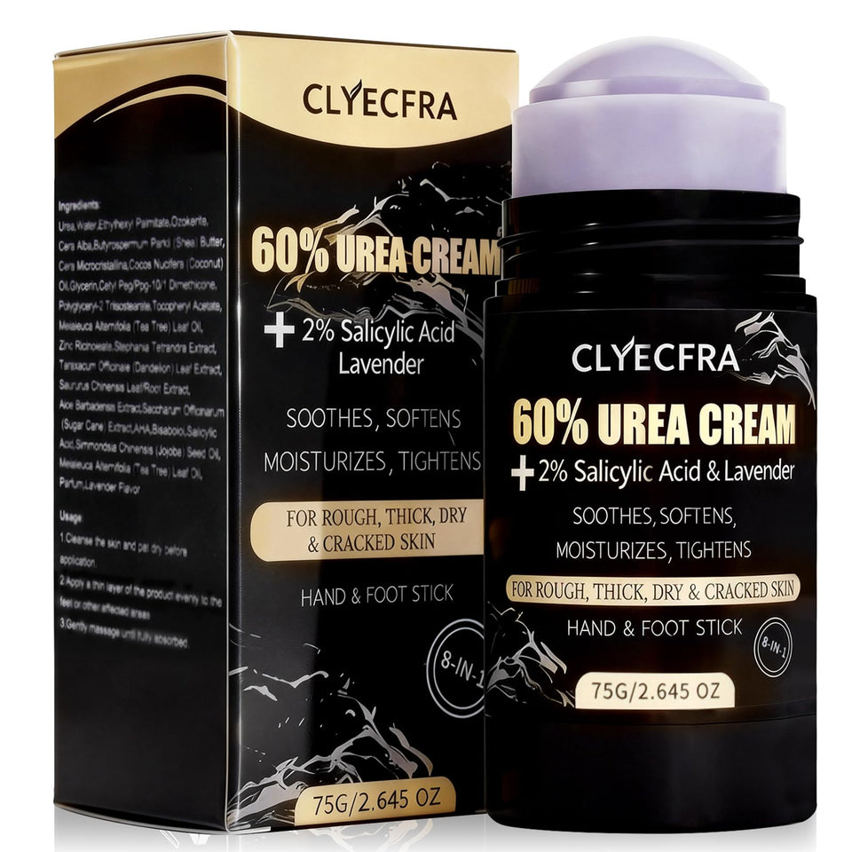 Clyecfra 8-in-1 60% Urea Balm bottle close-up for dry skin care