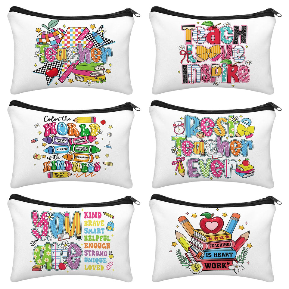 Clysee six-pack teacher bags with apples pattern for classroom organization
