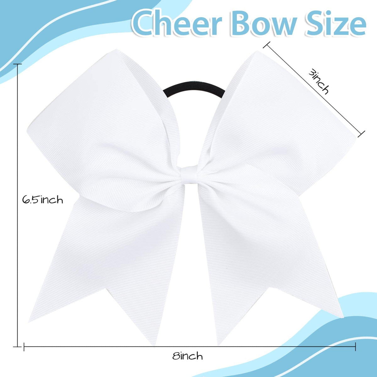 CN cheer bow with elastic hair tie for secure wear