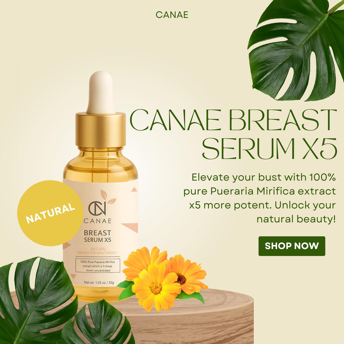 CN CANAE organic ingredients pictogram emphasizing natural formulation
