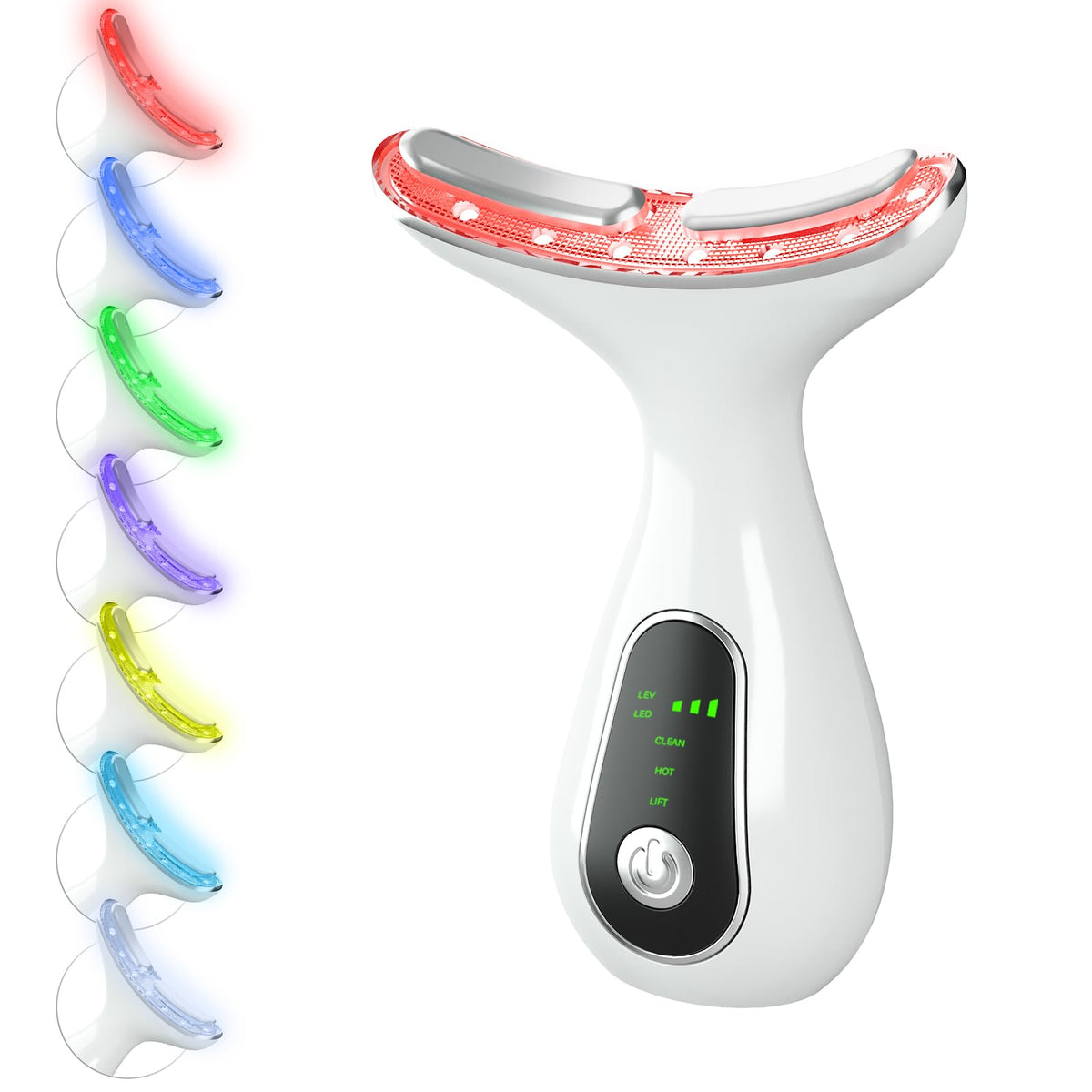 CNBHEABY facial massager with 7 color LED lights, front view for skincare.