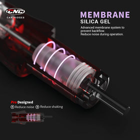 CNC 5RLT tattoo cartridge stabilizer close-up reduces wobble.
