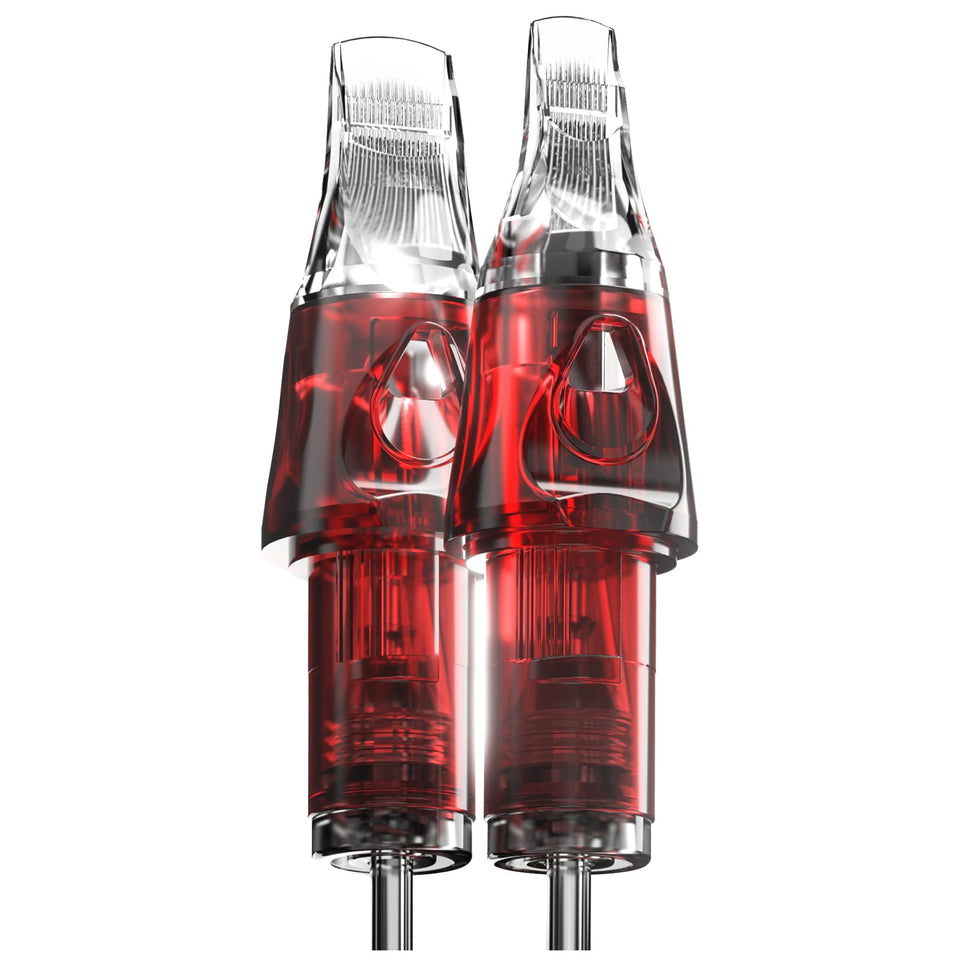 CNC Tattoo Cartridges with red shell for sharp, precise lines