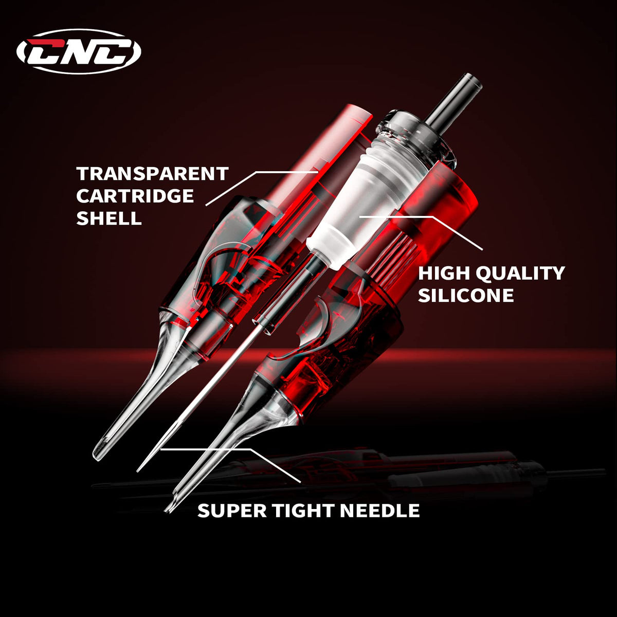 Close-up of CNC needle tip showing sharpness for clean shading