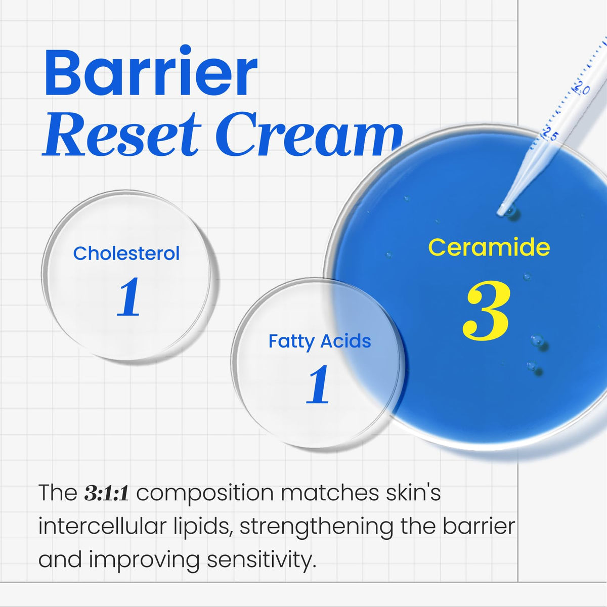 Six ceramides visual illustrates sensitive skin support by CNP.