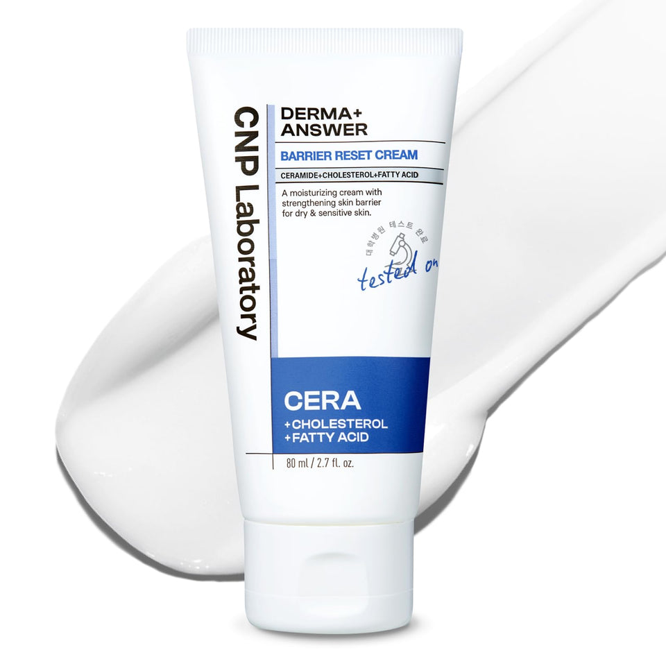 CNP Barrier Reset Cream jar closeup showing rich hydration for dry skin.