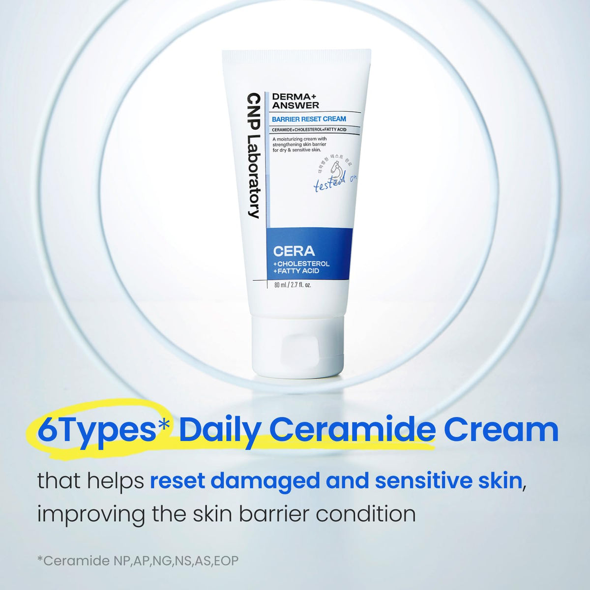 CNP Barrier Reset Cream texture swatch reveals smooth, non-sticky finish.