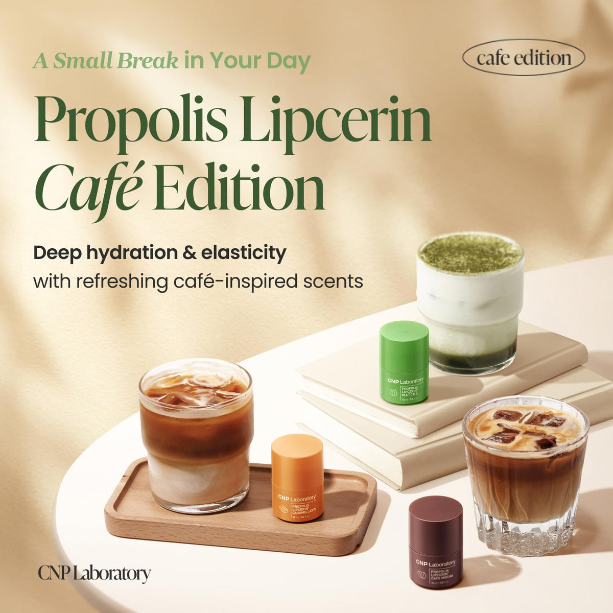 CNP Café Lip Butter Propolis Lipcerin dial-applier demonstrates controlled, hygienic usage.