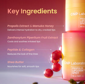 CNP Honey Lip Butter on lips demonstrating 12-hour moisture potential.