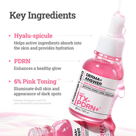 CNP PDRN Serum pink-toning texture swatch shows non-greasy finish.