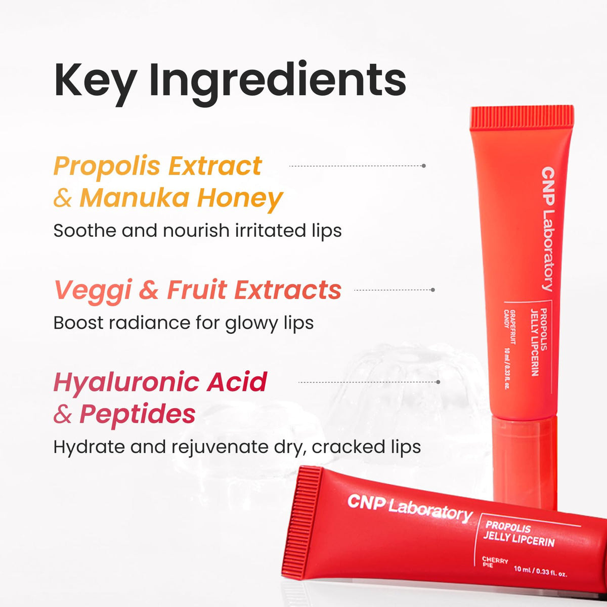 CNP Propolis Jelly Lipcerin texture and radiant glow on lips