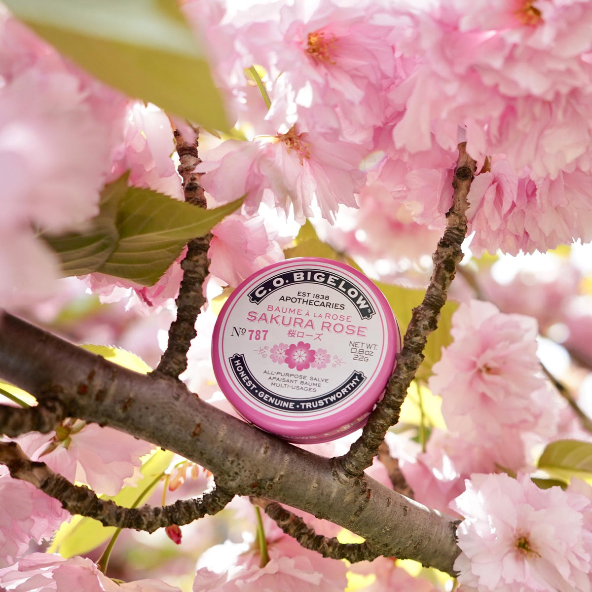 Cruelty-free and USA-made label on Sakura Rose Salve tins.