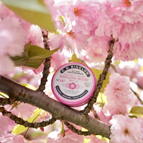 Cruelty-free and USA-made label on Sakura Rose Salve tins.
