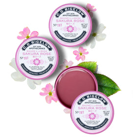 Gift-ready Sakura Rose Salve tins set suitable for gifting friends or bridesmaids.